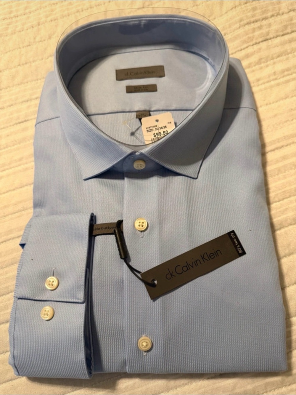 Calvin Klein Men’s Light Blue Textured Dress Shirt